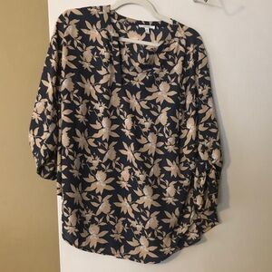 Maurices Navy and Beige Floral Blouse